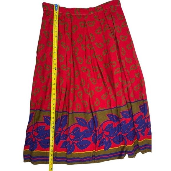 VTG Janet Maffei Pleated Midi Skirt Lightweight Bold Paisley Maximalist 14 - Picture 10 of 12